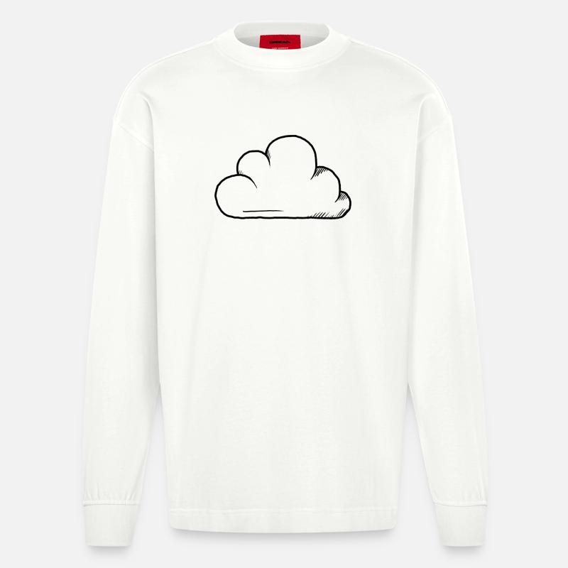 Cloud Design - Heavyweight Oversized Organic Longsleeve Shirt Made in EU - OFF WHITE