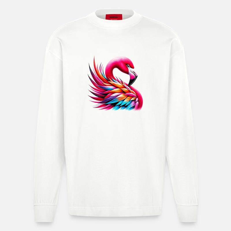 Flamingo - Heavyweight Oversized Organic Langarmshirt Made in EU - OFF WHITE