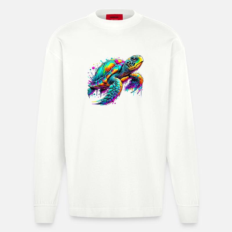 Schildkröte - Heavyweight Oversized Organic Langarmshirt Made in EU - OFF WHITE