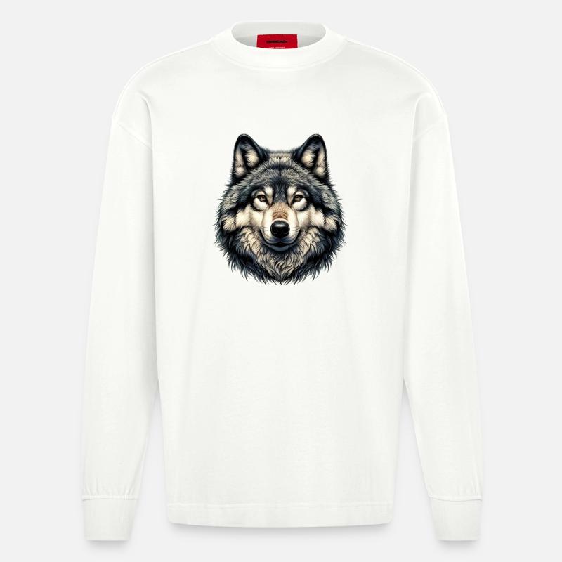Wolf - Heavyweight Oversized Organic Langarmshirt Made in EU - OFF WHITE
