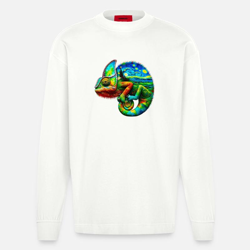 Van Gogh Chamäleon - Heavyweight Oversized Organic Langarmshirt Made in EU - OFF WHITE