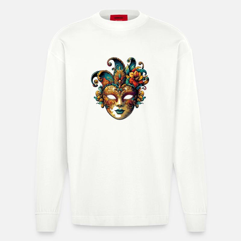 Masque du Carnaval de Venise - Manches longues bio épais oversize fabriqué en UE - OFF WHITE