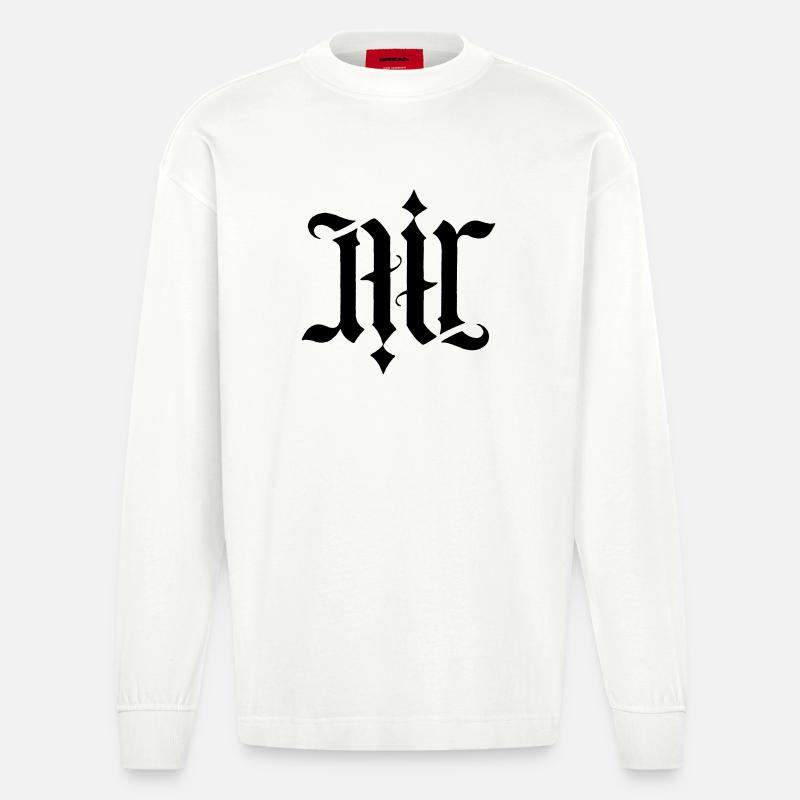 Ambigramm - Air  - Heavyweight Oversized Organic Langarmshirt Made in EU - OFF WHITE