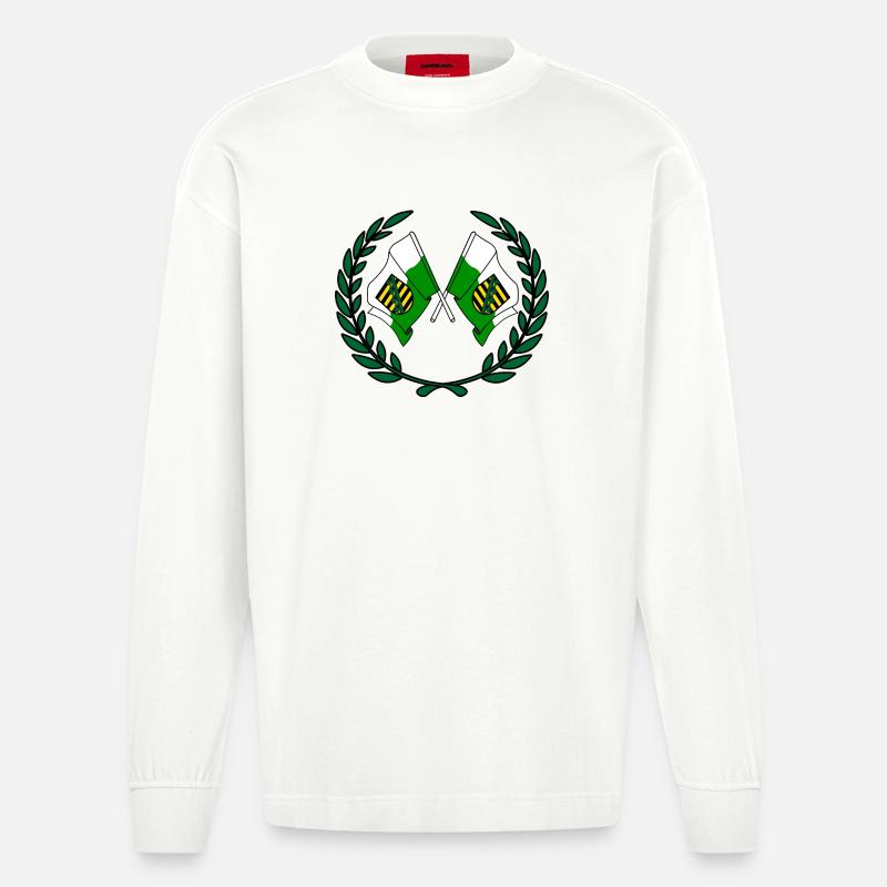 Drapeaux Couronne de laurier de Saxe - Manches longues bio épais oversize fabriqué en UE - OFF WHITE