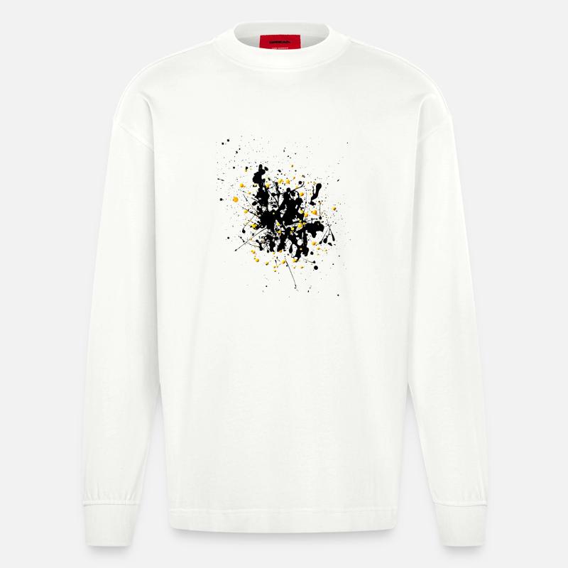 Yellowblack.Splash - Heavyweight Oversized Organic Langarmshirt Made in EU - OFF WHITE