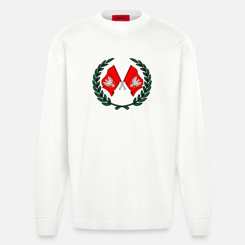 Drapeaux Couronne de laurier de Mazovie - Manches longues bio épais oversize fabriqué en UE - OFF WHITE