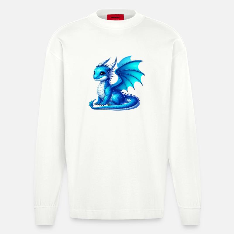 Drache - Heavyweight Oversized Organic Langarmshirt Made in EU - OFF WHITE