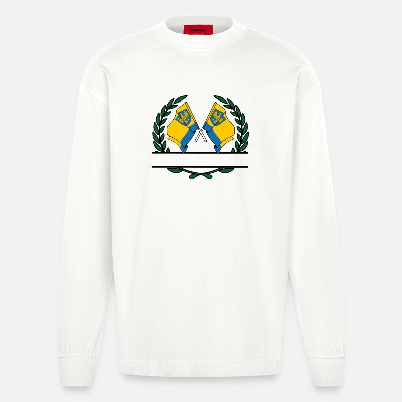 Drapeaux Opole couronne de laurier bannière - Manches longues bio épais oversize fabriqué en UE - OFF WHITE