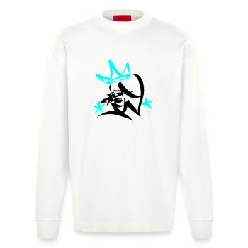 Graffiti Tag JGA Crew King 01 2C - Heavyweight Oversized Organic Langarmshirt Made in EU - OFF WHITE - Vorne