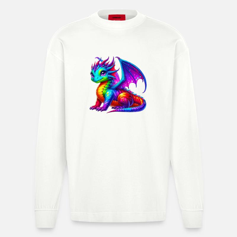 Drache - Heavyweight Oversized Organic Langarmshirt Made in EU - OFF WHITE