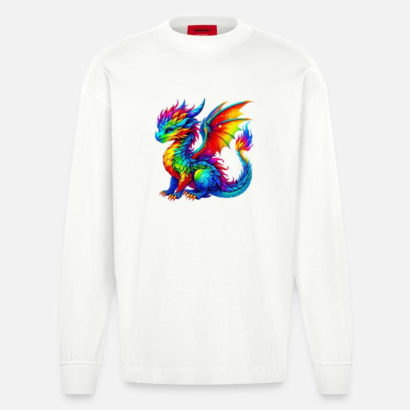 Drache - Heavyweight Oversized Organic Langarmshirt Made in EU - OFF WHITE