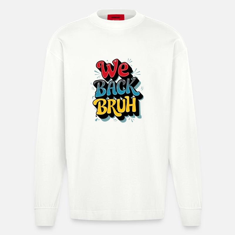 Conception de texte rétro joyeuse - Manches longues bio épais oversize fabriqué en UE - OFF WHITE