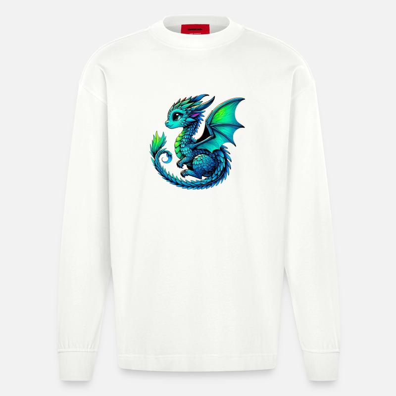 Drache - Heavyweight Oversized Organic Langarmshirt Made in EU - OFF WHITE