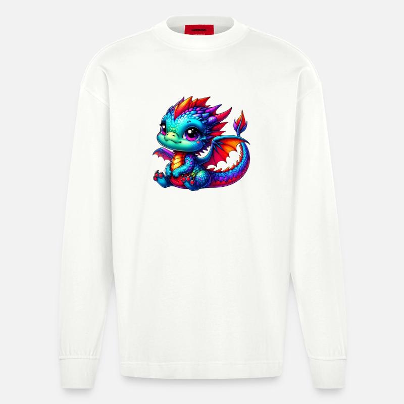 Drache - Heavyweight Oversized Organic Langarmshirt Made in EU - OFF WHITE