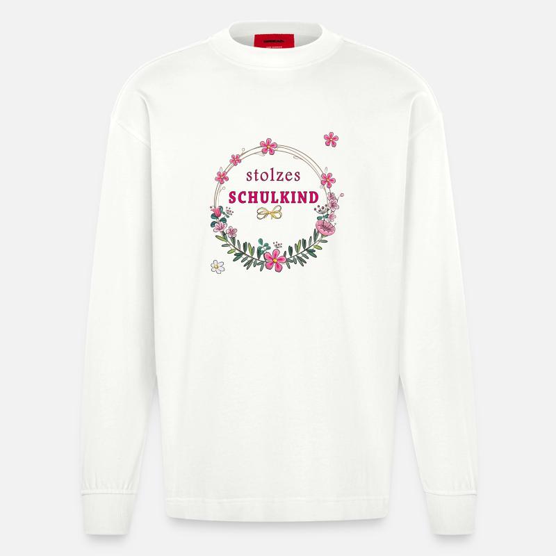 stolzes Schulkind Einschulung - Heavyweight Oversized Organic Langarmshirt Made in EU - OFF WHITE