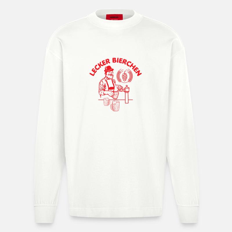 Lustiges lecker Bierchen Döner Retro Design - Heavyweight Oversized Organic Langarmshirt Made in EU - OFF WHITE