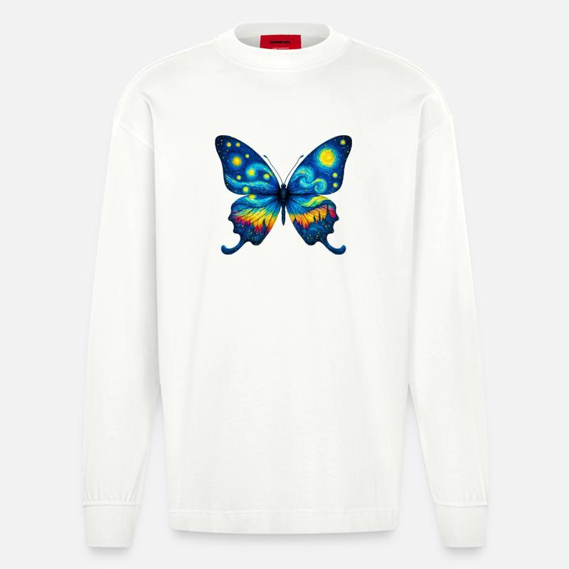 Schmetterling - Heavyweight Oversized Organic Langarmshirt Made in EU - OFF WHITE