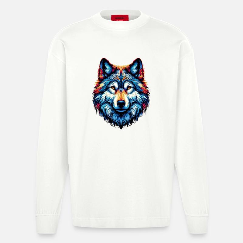 Wolf - Heavyweight Oversized Organic Langarmshirt Made in EU - OFF WHITE