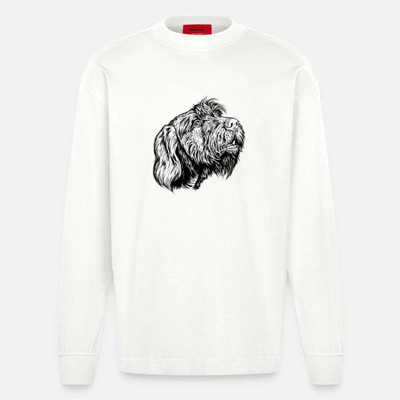 Pudelpointer redet mit - Heavyweight Oversized Organic Langarmshirt Made in EU - OFF WHITE