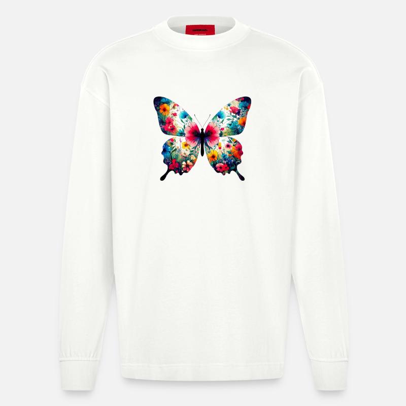 Papillon - Manches longues bio épais oversize fabriqué en UE - OFF WHITE