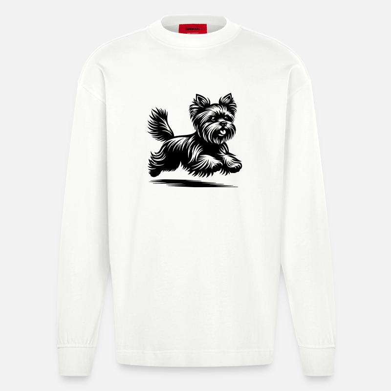 Yorkshire Terrier - Heavyweight Oversized Organic Langarmshirt Made in EU - OFF WHITE