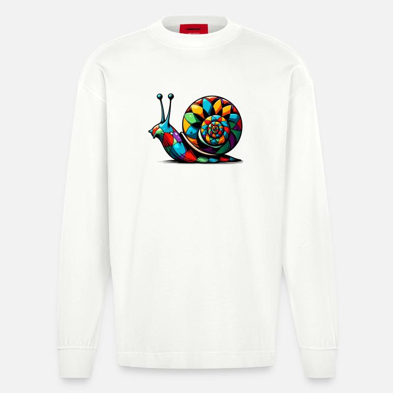 Harlekinschnecke - Heavyweight Oversized Organic Langarmshirt Made in EU - OFF WHITE