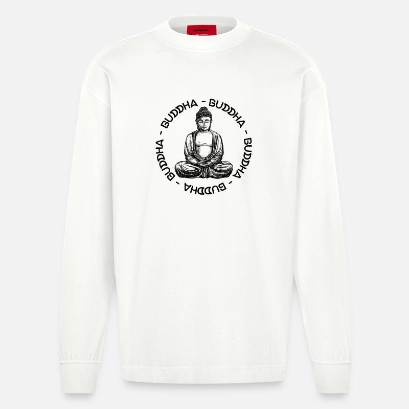 Buddha - Buddha - Buddha Liebe - Heavyweight Oversized Organic Langarmshirt Made in EU - OFF WHITE