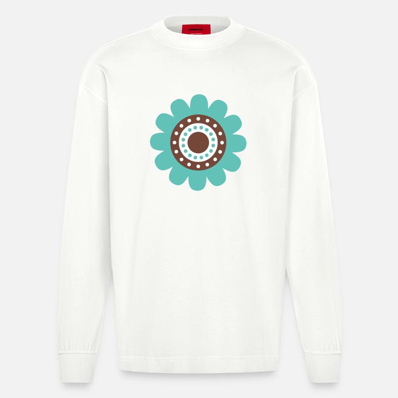 Süße blaue Gänseblümchenblume - Heavyweight Oversized Organic Langarmshirt Made in EU - OFF WHITE
