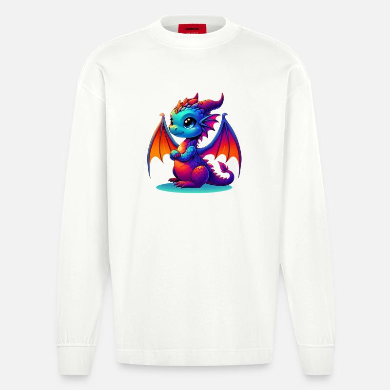 Drache - Heavyweight Oversized Organic Langarmshirt Made in EU - OFF WHITE