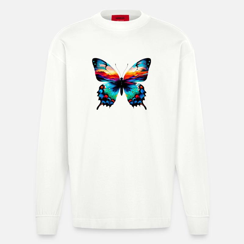 Schmetterling - Heavyweight Oversized Organic Langarmshirt Made in EU - OFF WHITE