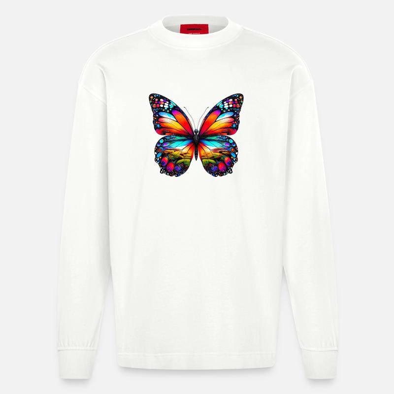 Schmetterling - Heavyweight Oversized Organic Langarmshirt Made in EU - OFF WHITE