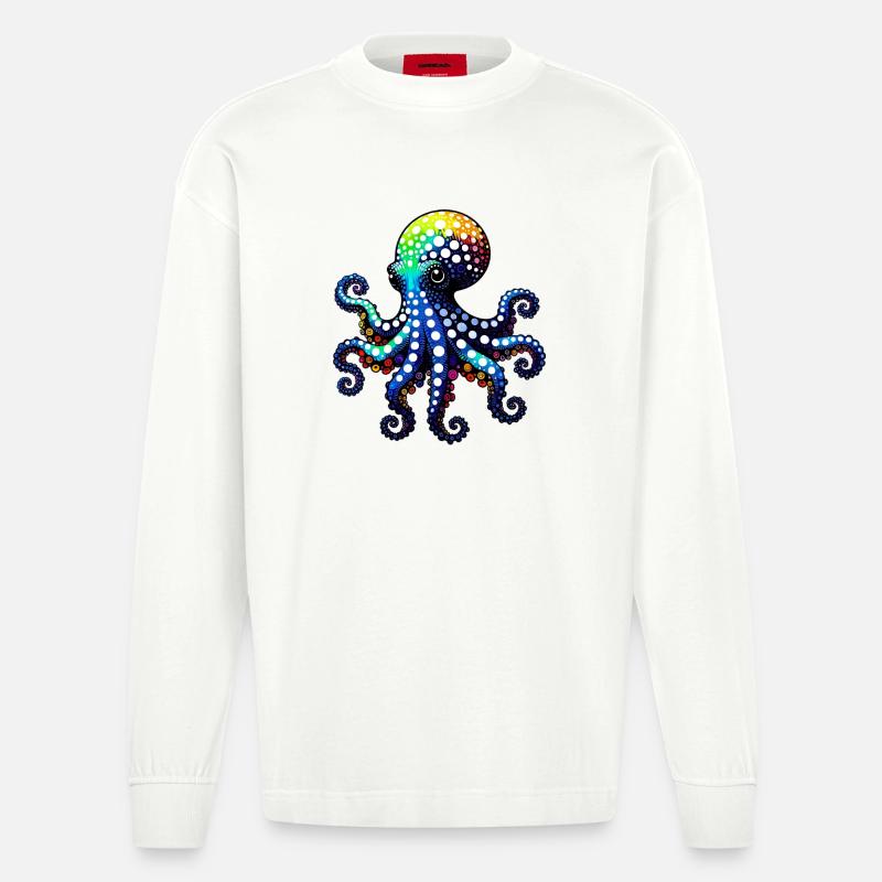 Krake - Heavyweight Oversized Organic Langarmshirt Made in EU - OFF WHITE