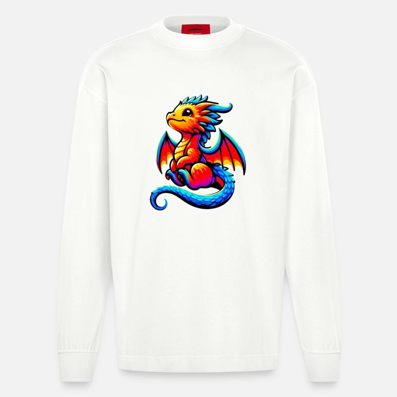 Drache - Heavyweight Oversized Organic Langarmshirt Made in EU - OFF WHITE