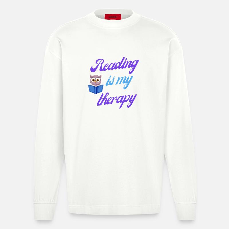 Lesetherapie-Geschenk - Heavyweight Oversized Organic Langarmshirt Made in EU - OFF WHITE