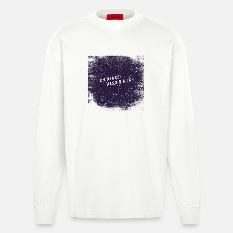 Ich denke also bin ich - Heavyweight Oversized Organic Langarmshirt Made in EU - OFF WHITE
