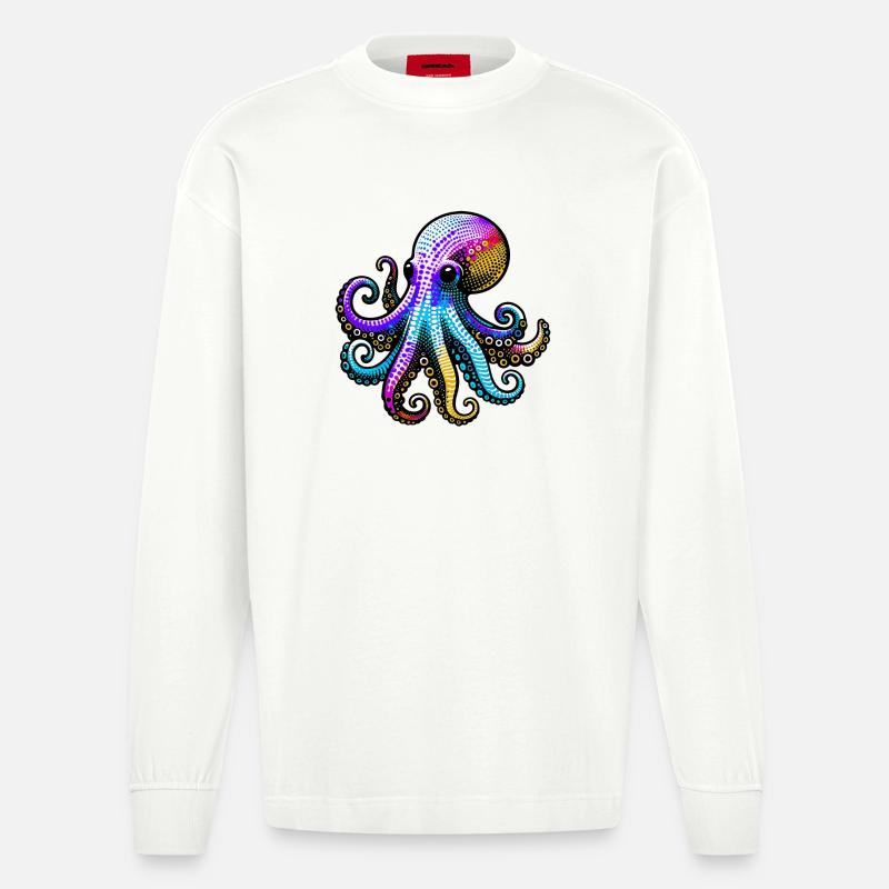 Pieuvre - Manches longues bio épais oversize fabriqué en UE - OFF WHITE