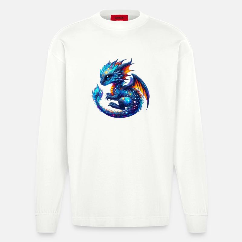 Drache - Heavyweight Oversized Organic Langarmshirt Made in EU - OFF WHITE