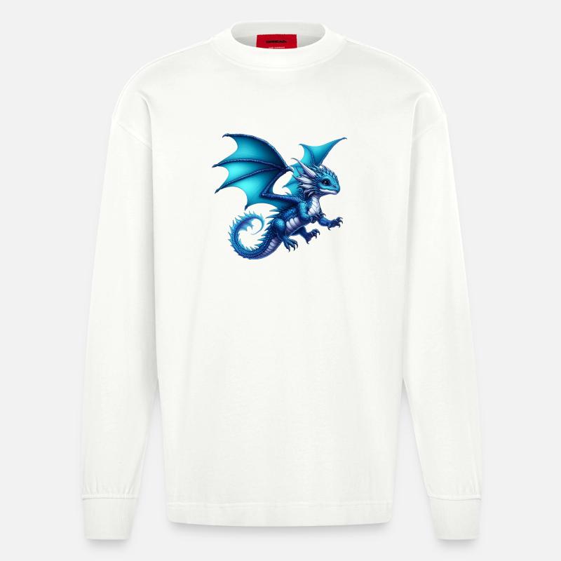 Drache - Heavyweight Oversized Organic Langarmshirt Made in EU - OFF WHITE