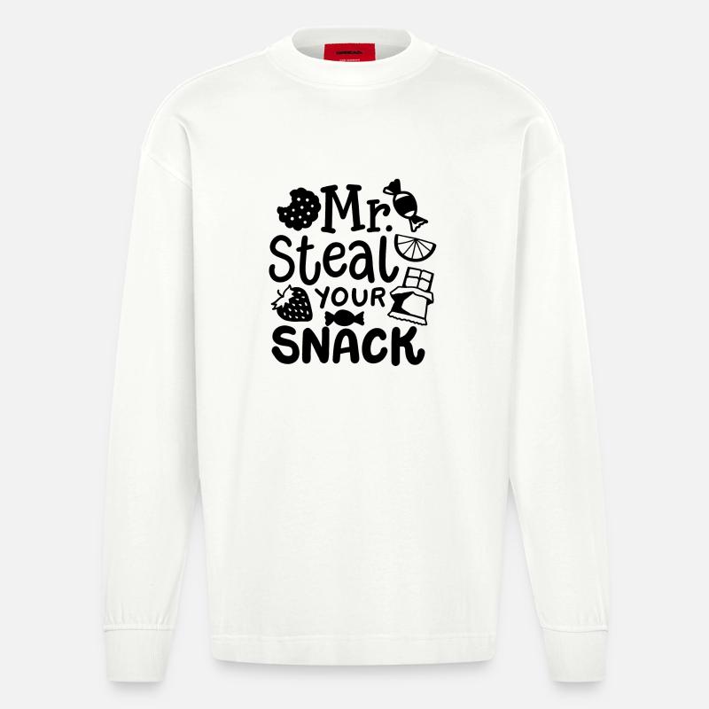 Snacks Essen Snack - Heavyweight Oversized Organic Langarmshirt Made in EU - OFF WHITE