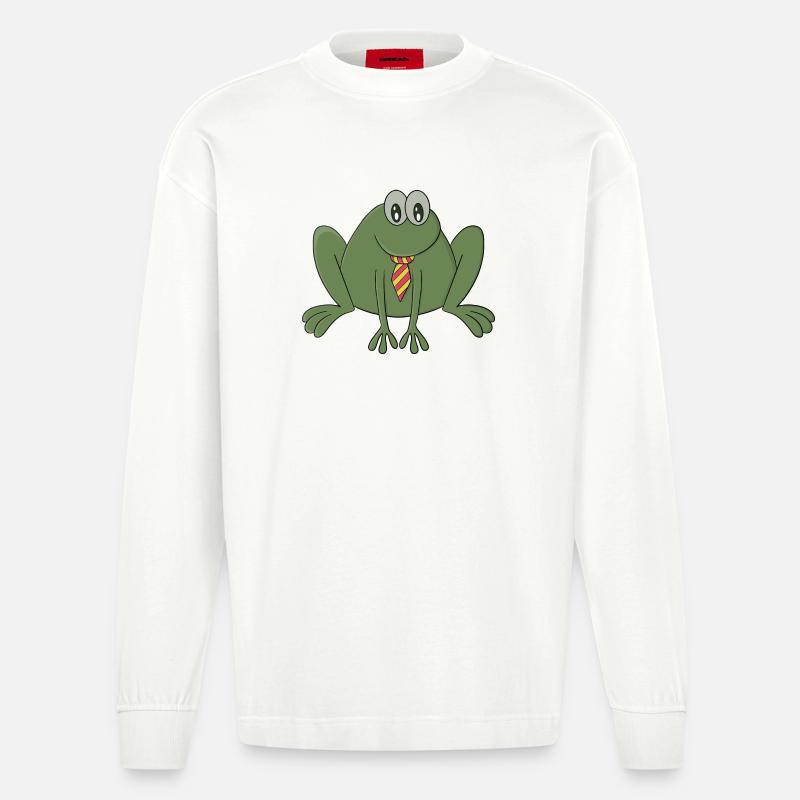 Frosch mit Krawatte - Heavyweight Oversized Organic Langarmshirt Made in EU - OFF WHITE
