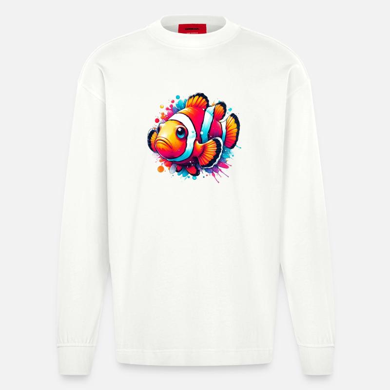 Clownfisch - Heavyweight Oversized Organic Langarmshirt Made in EU - OFF WHITE