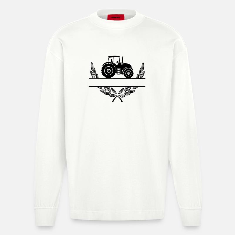 Stolz auf den Landwirt-Traktor - Heavyweight Oversized Organic Langarmshirt Made in EU - OFF WHITE