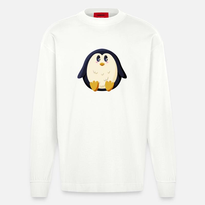Pummeliger Pinguin - Heavyweight Oversized Organic Langarmshirt Made in EU - OFF WHITE