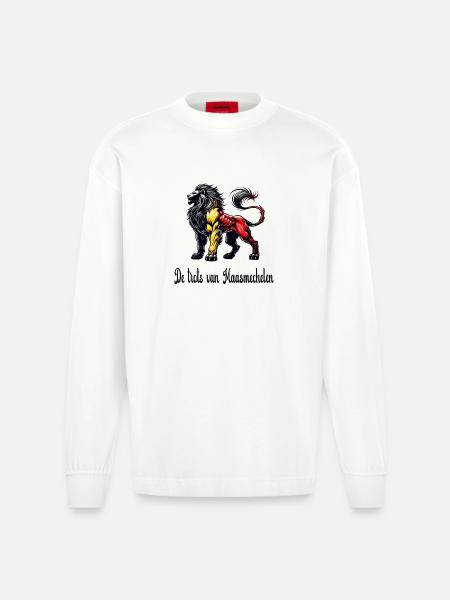 Maasmechelen lion flag design - Heavyweight Oversized Organic Longsleeve Shirt Made in EU - OFF WHITE