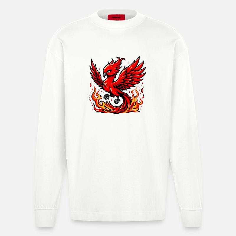 Roter Phönix - Heavyweight Oversized Organic Langarmshirt Made in EU - OFF WHITE