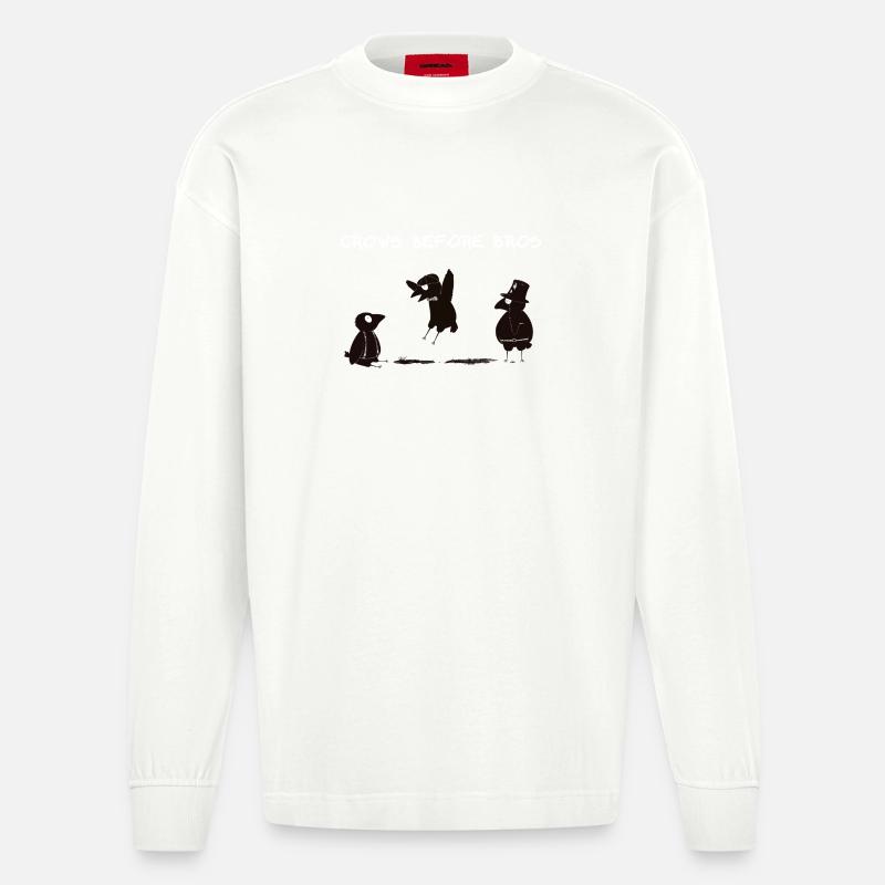 crows before bros - Heavyweight Oversized Organic Langarmshirt Made in EU - OFF WHITE