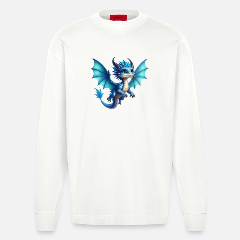 Drache - Heavyweight Oversized Organic Langarmshirt Made in EU - OFF WHITE