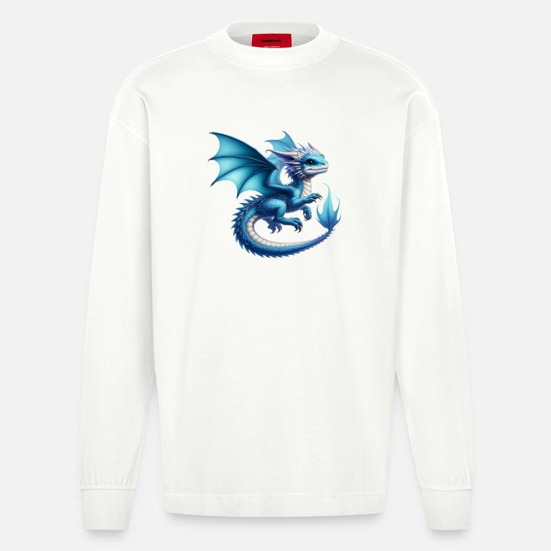 Drache - Heavyweight Oversized Organic Langarmshirt Made in EU - OFF WHITE