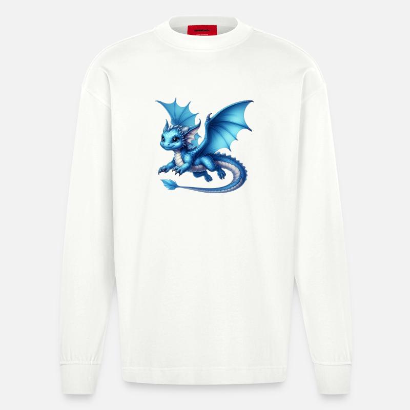 Drache - Heavyweight Oversized Organic Langarmshirt Made in EU - OFF WHITE