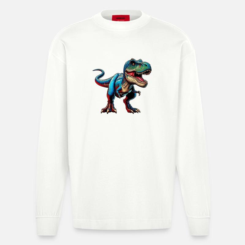Dinosaurier - Heavyweight Oversized Organic Langarmshirt Made in EU - OFF WHITE